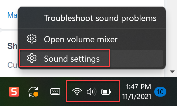 Open Sound Settings on Windows