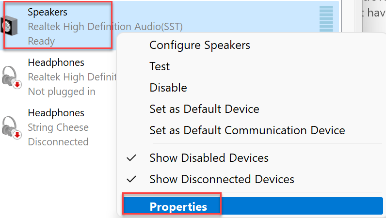 Speaker Properties